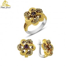 Gümüş Otantik Taşlı Set